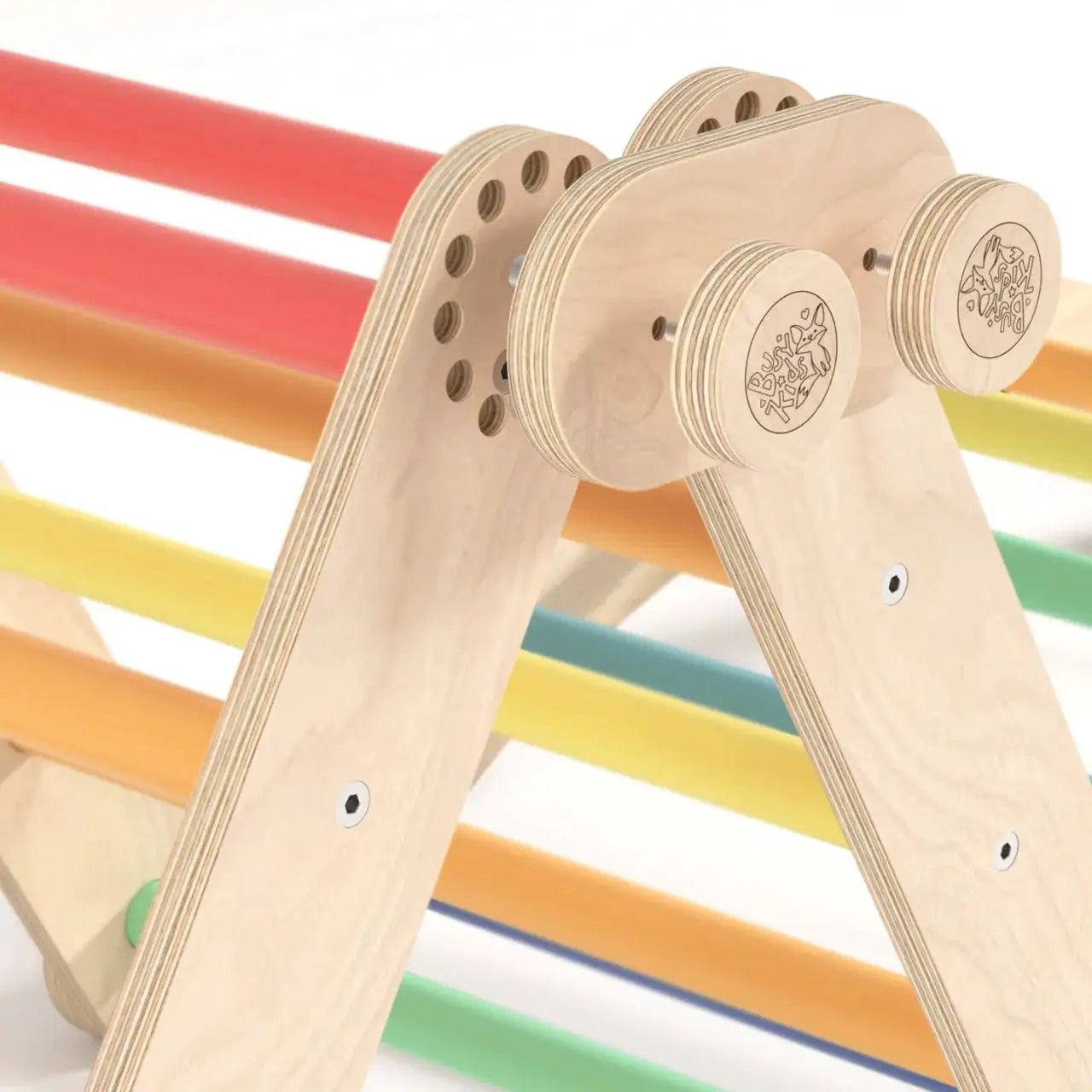 Ensemble d’escalade (set S) - arc-en-ciel, bois brut (non verni), 18 à 24 mois - BusyKids by BusyKids