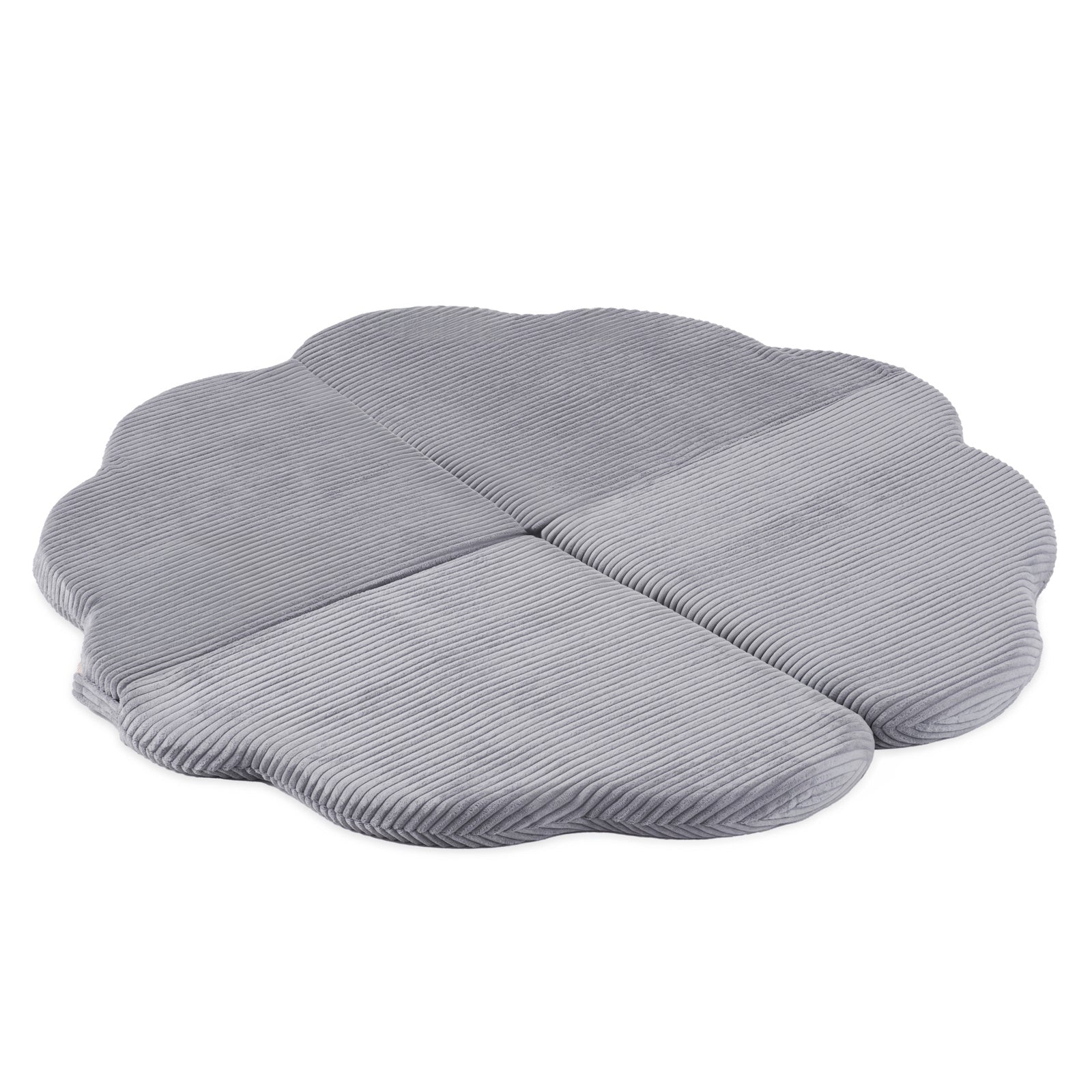 Tapis fleur - 15x115x5 cm, velours côtelé gris moelleux, tapis de jeu - Plush Nest by Misioo