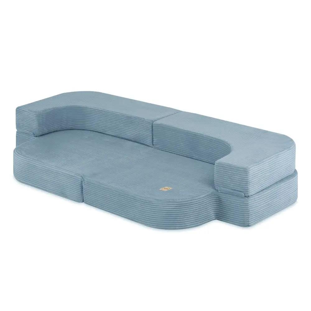 Canapé-lit Foldie - Velours côtelé bleu premium, lavable, imperméable - Plush Nest by Misioo