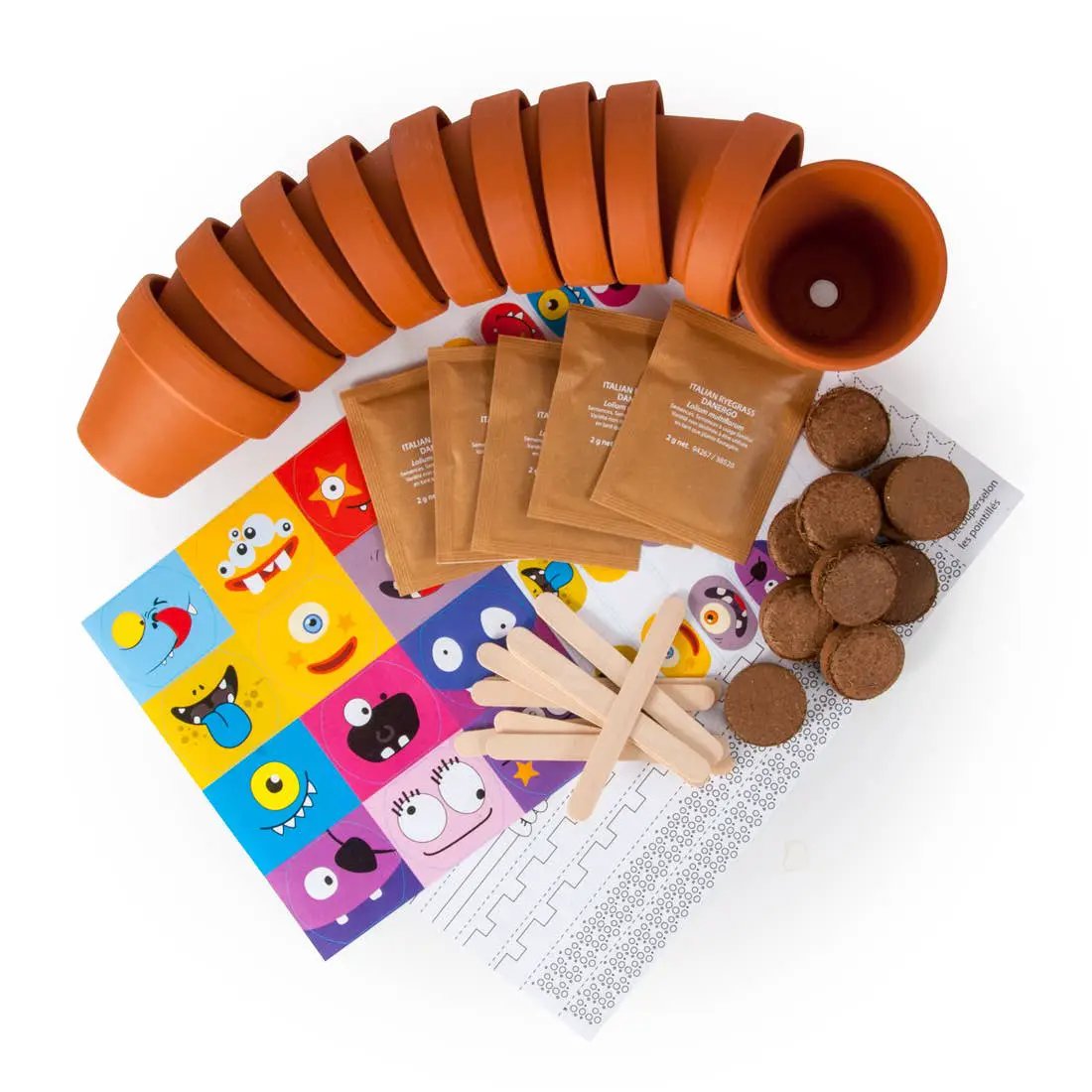 Coffret anniversaire - 10 petits pots monstres - Kit créatif de jardinage Enfant by Radis Et Capucine