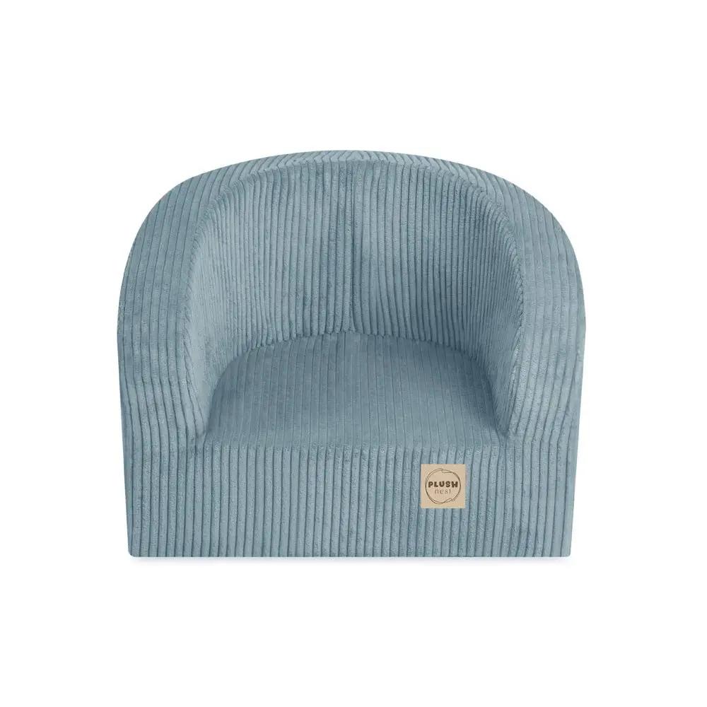 Fauteuil - bleu velours côtelé premium, fauteuil enfant - Plush Nest by Misioo