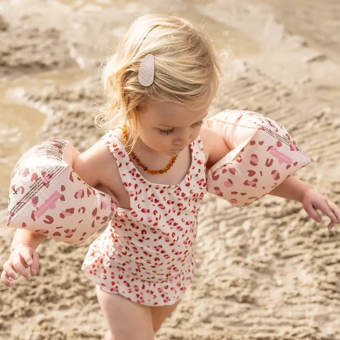 Brassards imprimé léopard - 0 à 2 ans, rose - Swim Essentials by Swim Essentials