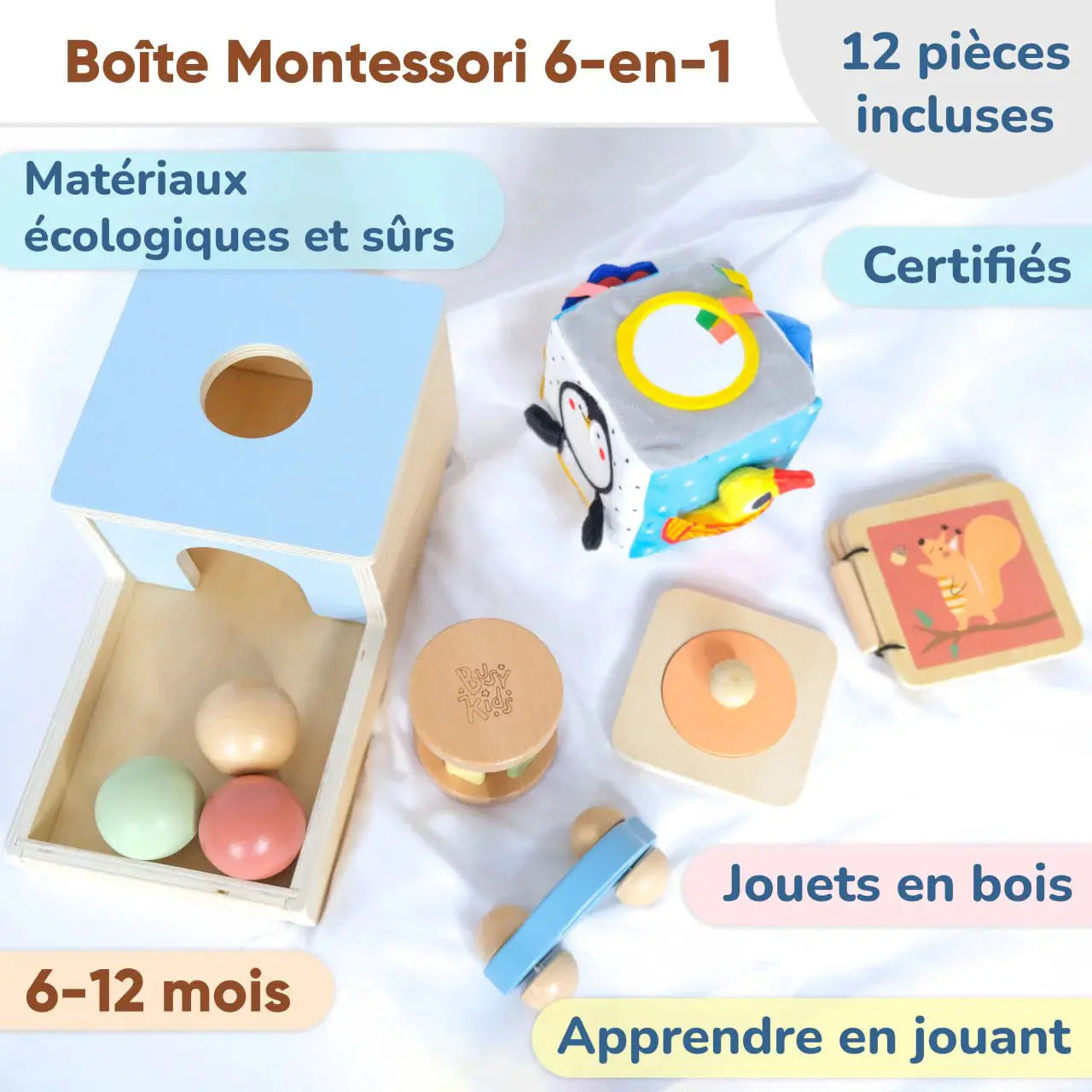 Coffret de Jeu Montessori pour les enfants - 6 à 12 mois - BusyKids by BusyKids
