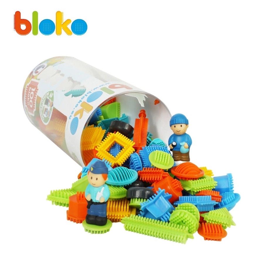Tube 100 Bloko + 2 Figurines 3D Pompiers - Bloko - myplayground