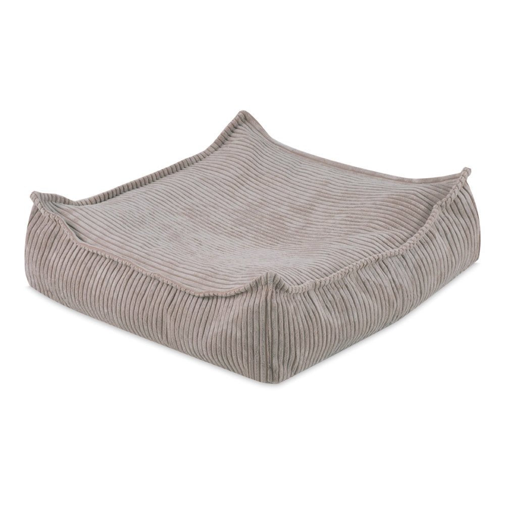 Pouf 60x60 cm - Coussin de sol, velours côtelé beige premium - Plush Nest - myplayground