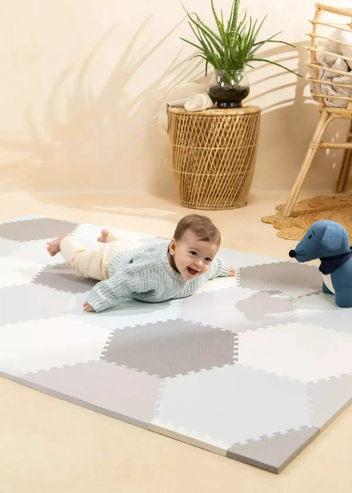 Tapis de jeu hexagonal - gris - Coco Village by Coco Village