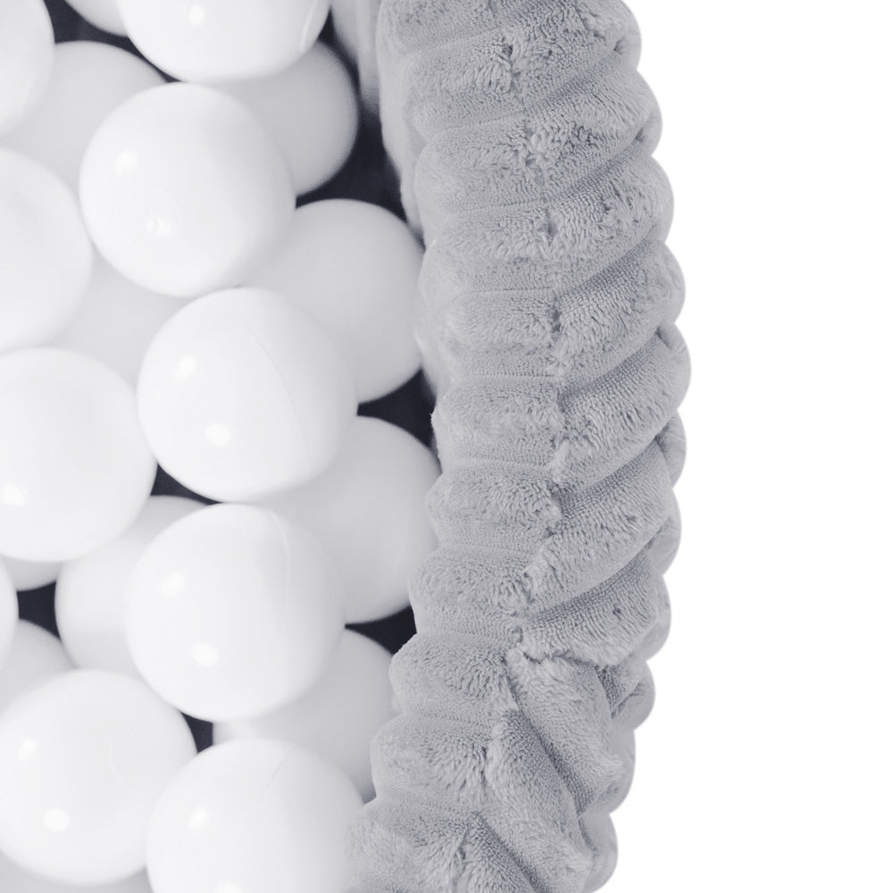 Piscine à balles - ronde 90x30 cm, Gris Puffy Lamell (+ 200 boules perle, bleue, argent ) – Plush Nest - myplayground