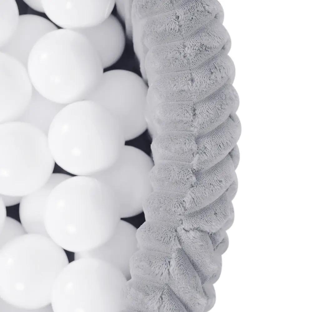 Piscine à balles - ronde 90x30 cm, Gris Puffy Lamell (+ 200 boules perle, bleue, argent ) – Plush Nest by Misioo
