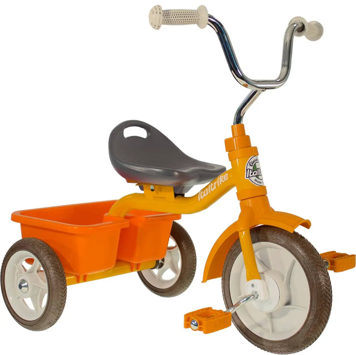 Tricycle Transporter Road Work Orange Italtrike Pour Enfants 2 À 5 Ans Robuste Châssis Métal Guidon Chromé Roues Gomme by Italtrike