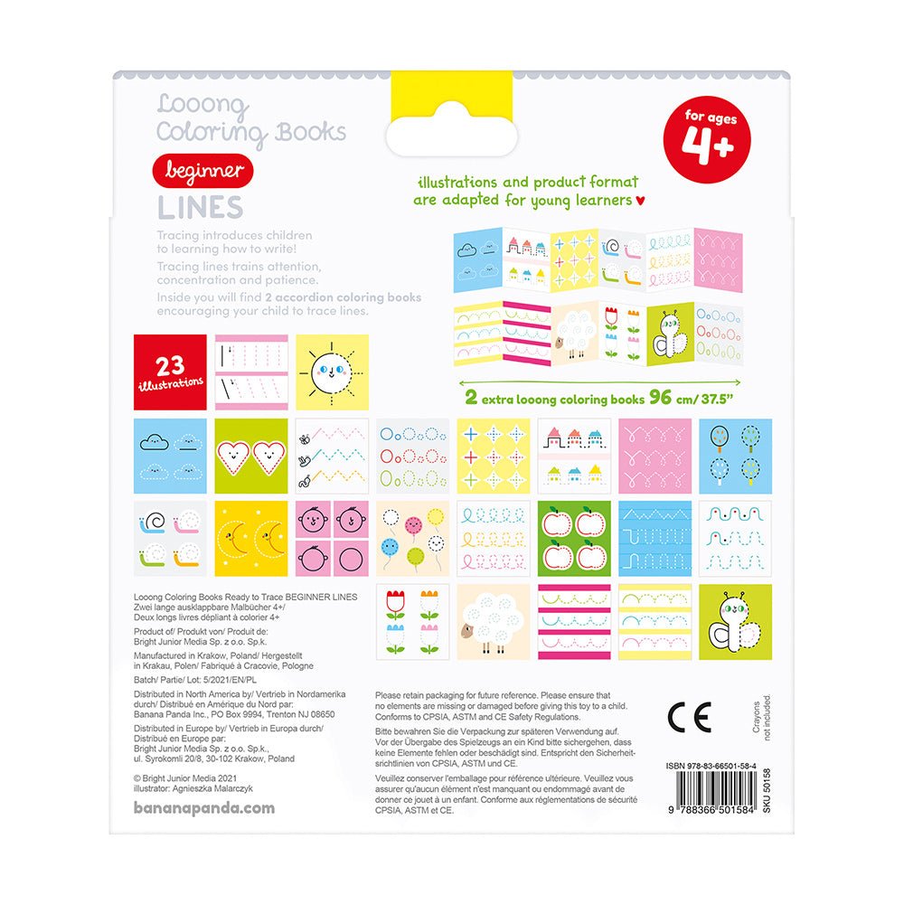 Livres de Coloriage Looong Prêts à Tracer - Lignes pour Débutants - Banana Panda by Banana Panda
