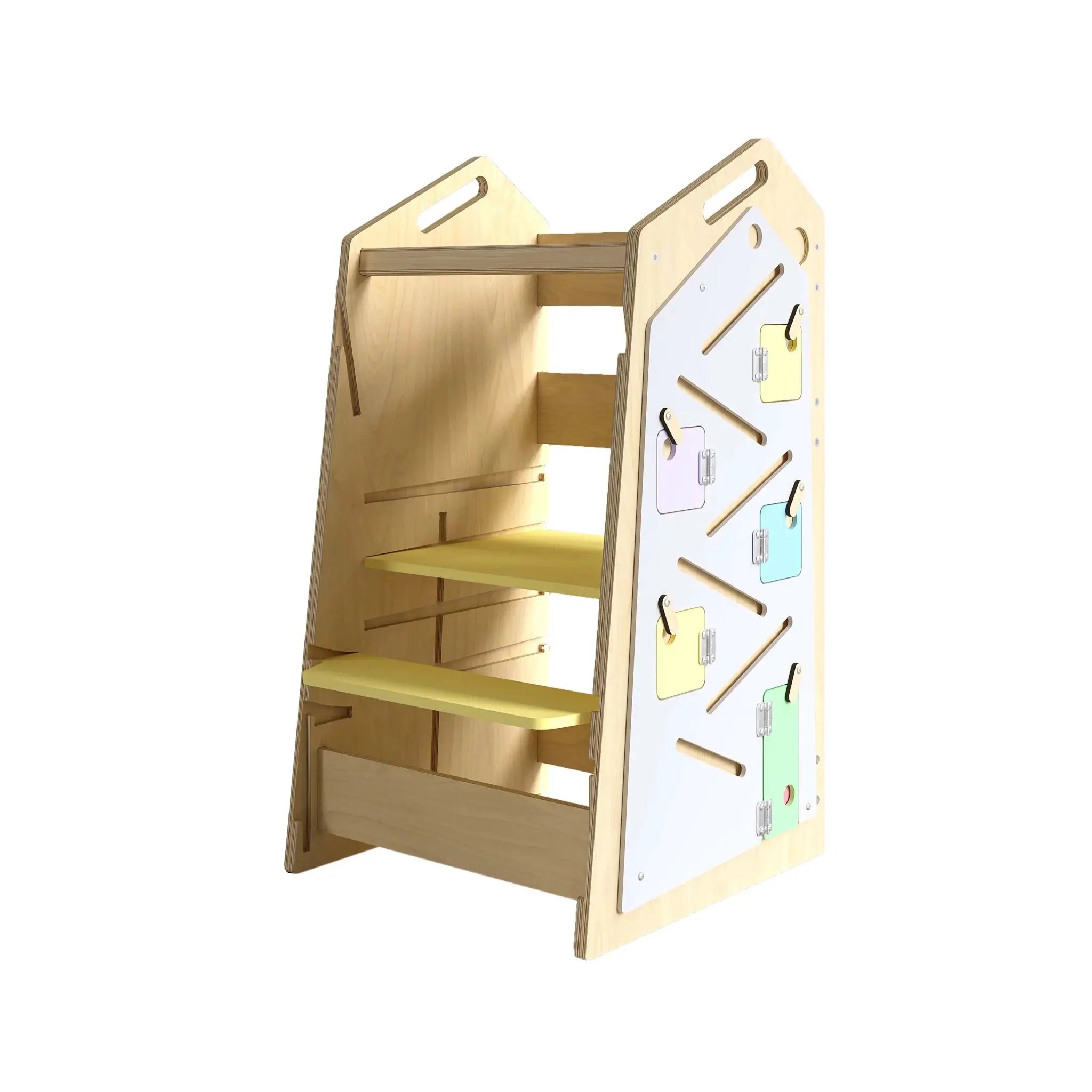 Tour d’Apprentissage Multifonctions 5 en 1 Play XL -Bois Brut (non verni), 18 à 24 mois - BusyKids by BusyKids