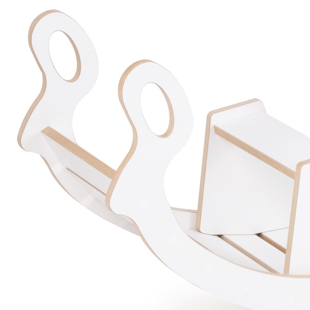 Bascule avec banc pour enfants - Bois blanc, bascule en bois, jouet à bascule - Plush Nest - myplayground