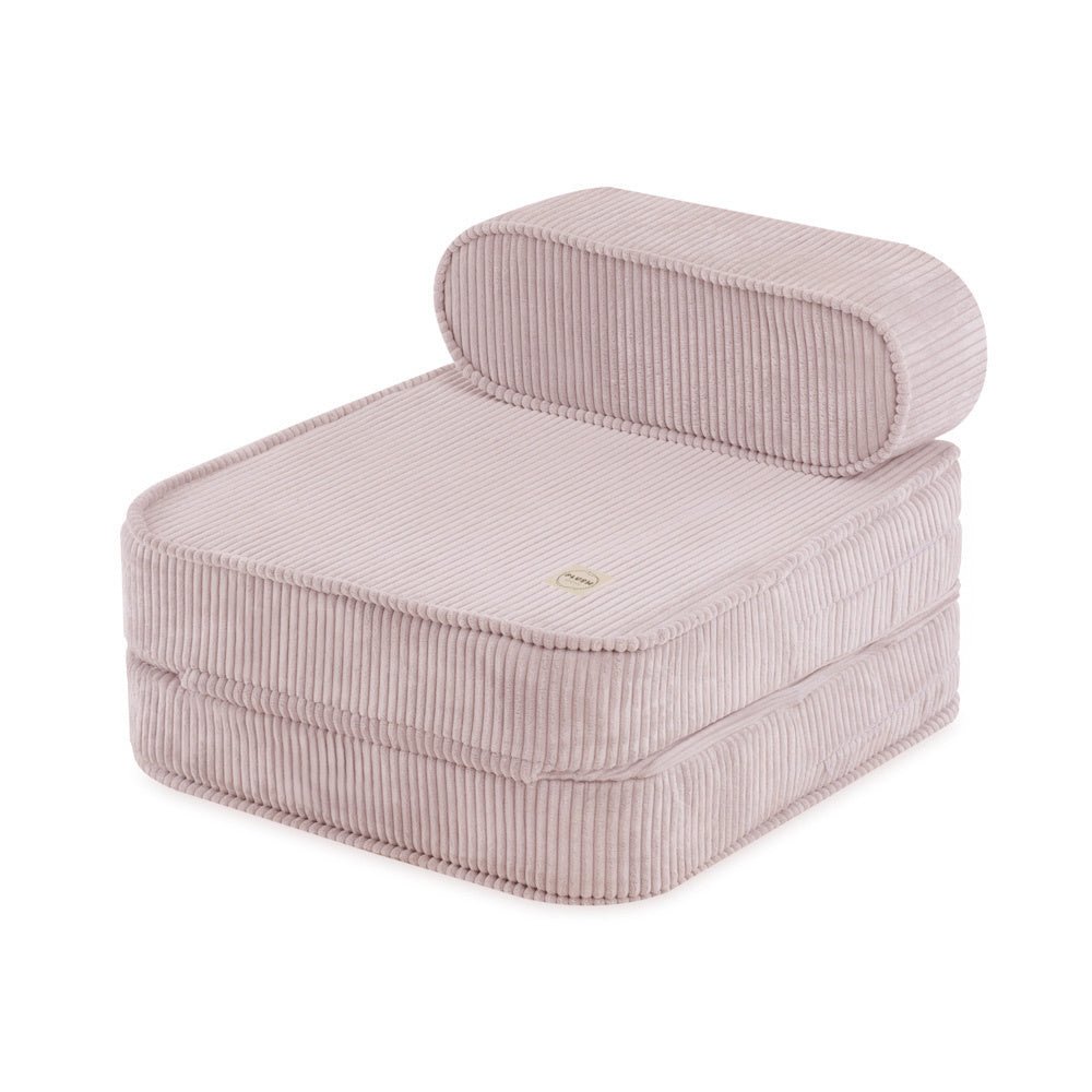 Chaise longue enfant, 150x60x25 cm, velours côtelé rose clair premium - Plush Nest - myplayground