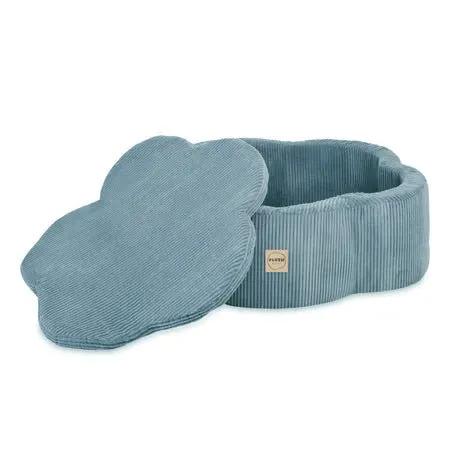 Piscine à balles, 95x30, bleu, velours côtelé premium, Floral Fun Zone - Plush Nest - Misioo by Misioo