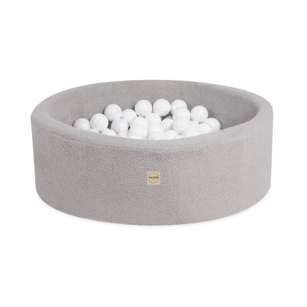 Piscine à balles - ronde 90x30 cm, agneau gris- Plush Nest - Misioo by Misioo
