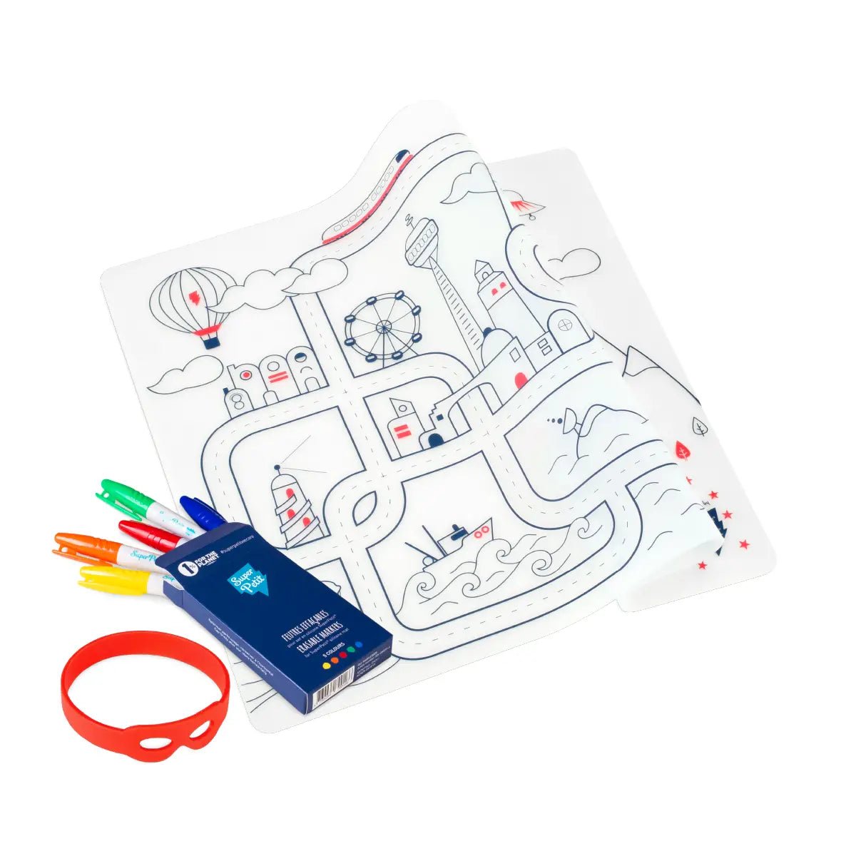 Coloriage réutilisable - Set en silicone CITY CIRCUIT - SuperPetit - myplayground
