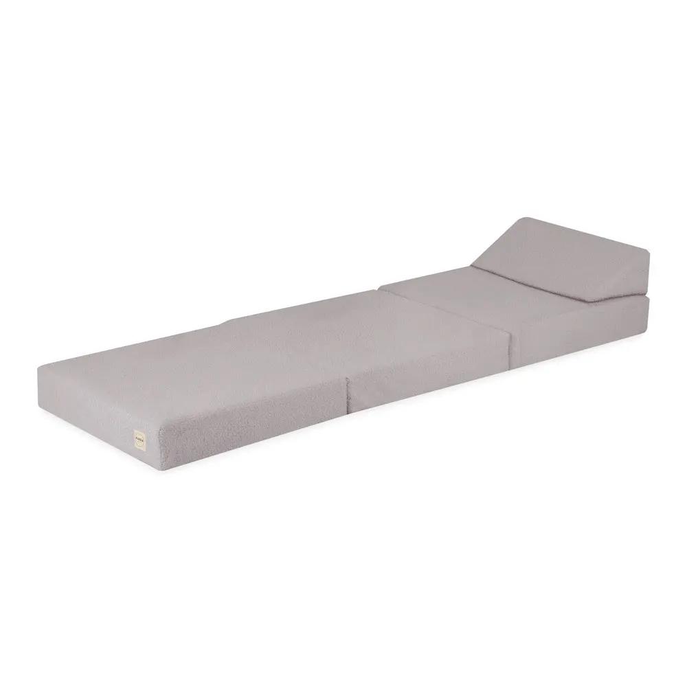 Matelas Foldie large avec appui-tête - Agneau gris - Plush Nest by Misioo
