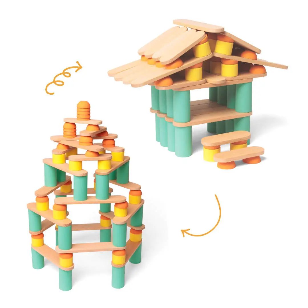 Stix 108 pcs - Jouet éducatif en bois de construction by OPPI