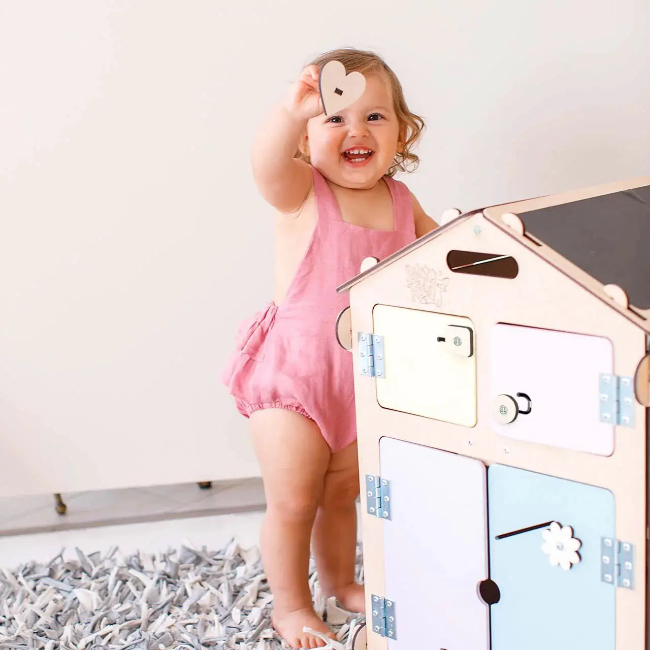 Ensemble Maisonnette et Cube Interactif - Natura/Pastel, bois natura - 12 à 18 mois - BusyKids by BusyKids