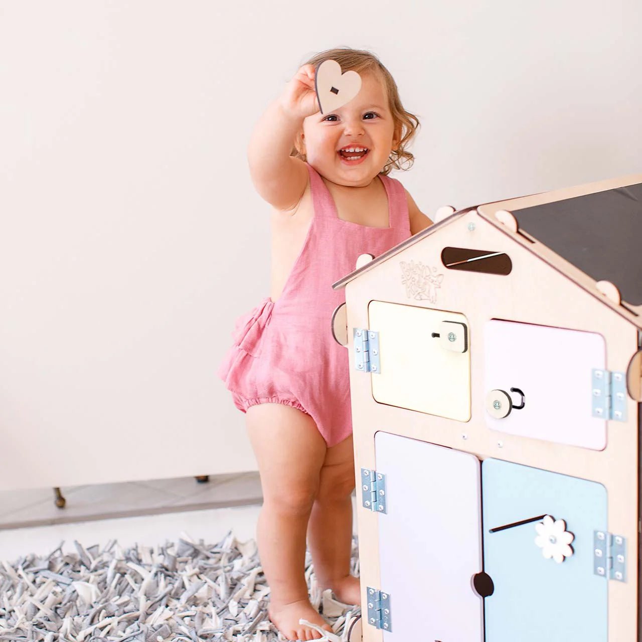 Ensemble Maisonnette et Cube Interactif - Natura/Pastel, bois natura - 12 à 18 mois - BusyKids - myplayground