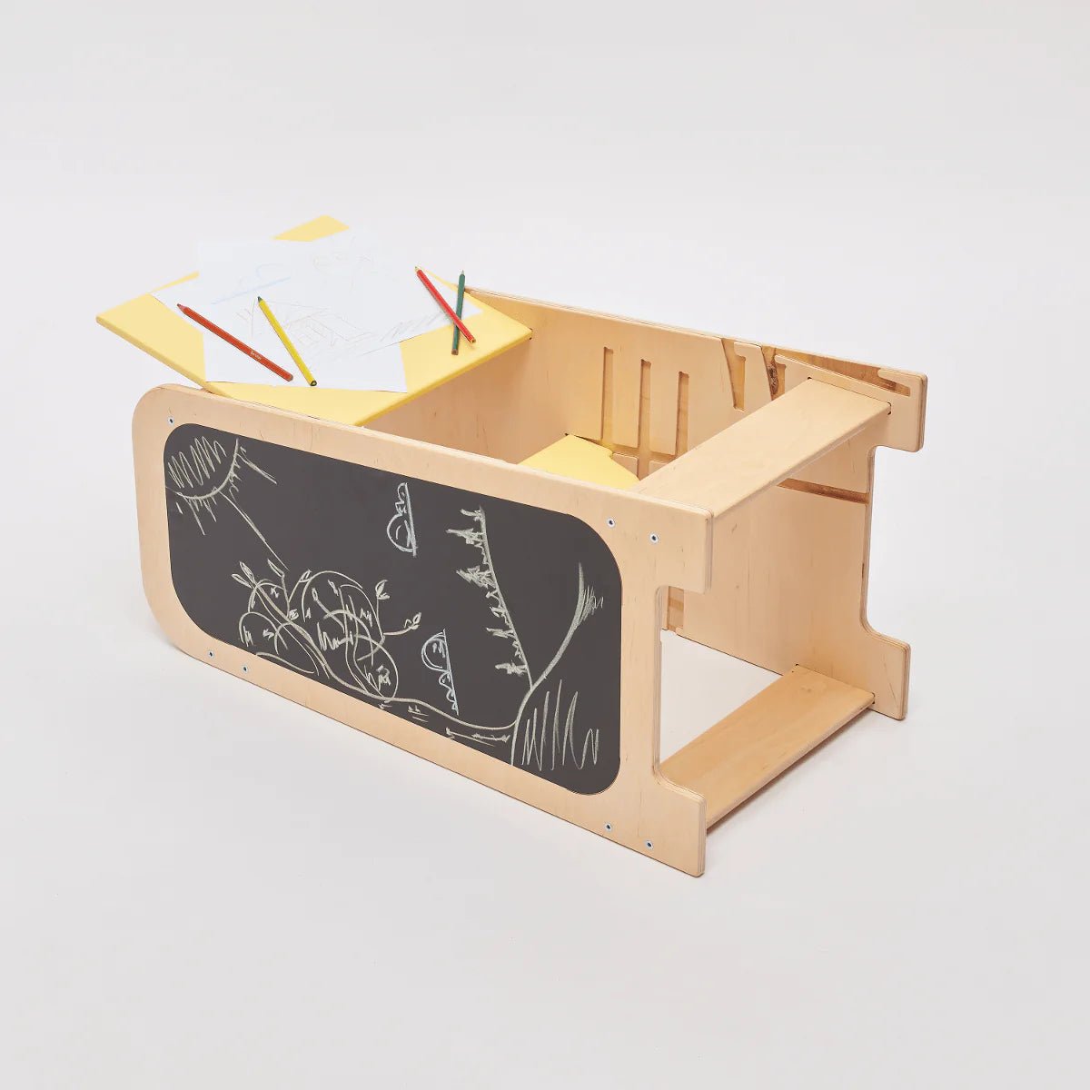 Tour d’Apprentissage Multifonctions 5 en 1 - vanille, bois brut (non verni), 18 à 24 mois - BusyKids - by BusyKids