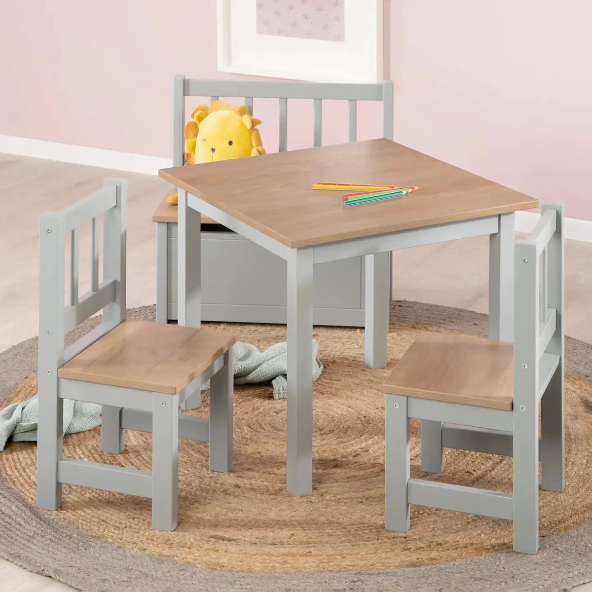 ROBA | Ensemble de sièges pour enfants en bois - 2 chaises et 1 table. Dès 18 mois. by ROBA