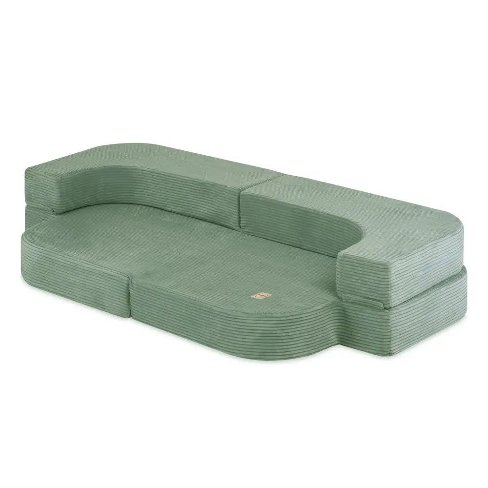 Canapé-lit Foldie - Velours côtelé vert premium, lavable, imperméable - Plush Nest by Misioo