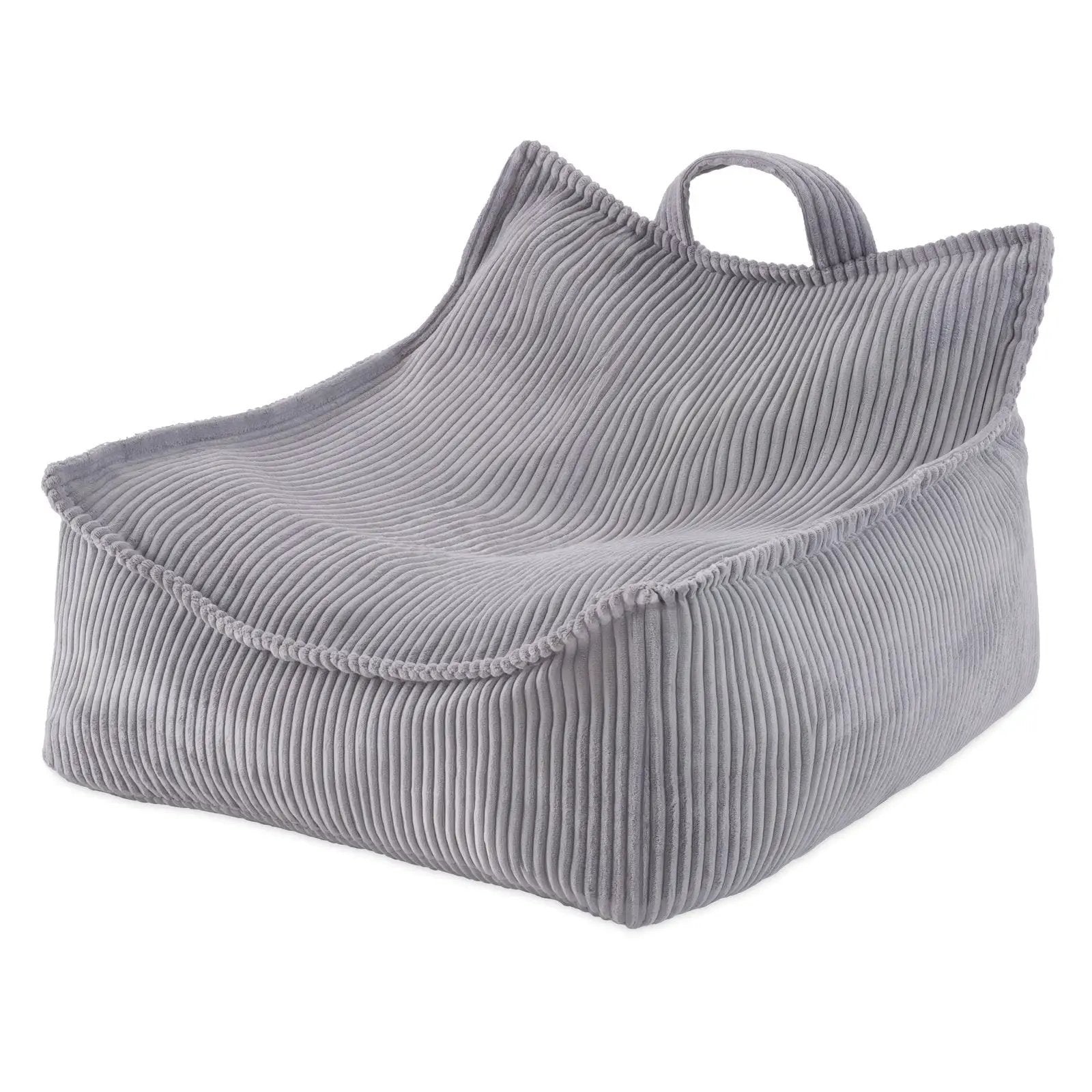 Fauteuil carré Puffy - 77x67x50, gris velours côtelé, pouf - Plush Nest by Misioo