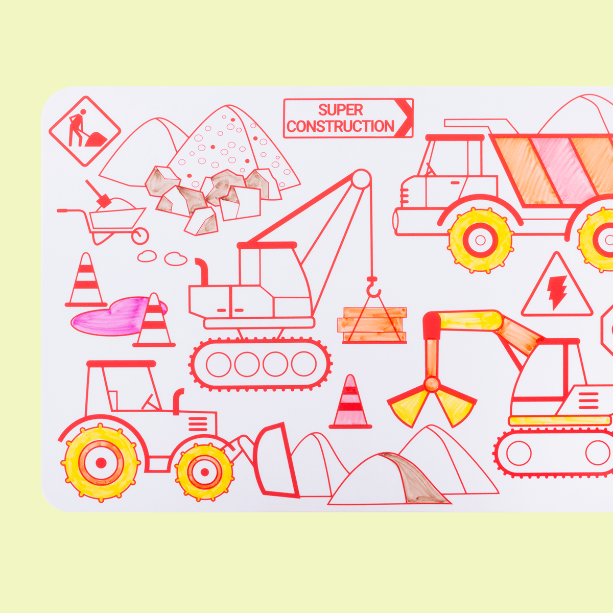 Coloriage éducatif: Mini Playmat 2en1: SUPER CONSTRUCTION - myplayground
