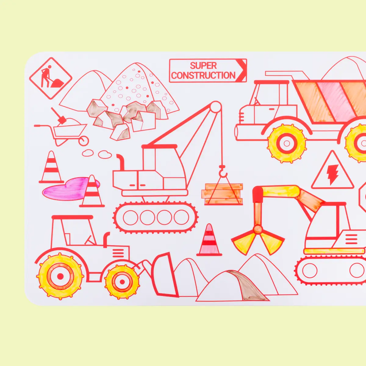 Coloriage éducatif: Mini Playmat 2en1: SUPER CONSTRUCTION by SuperPetit