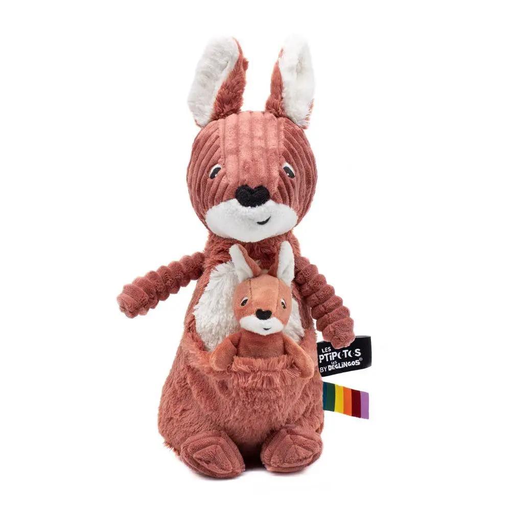 Peluche Les Ptipotos - Kangaroo Mum&Baby Terracotta - Les Déglingos, France by Les Déglingos, France