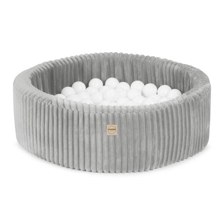 Piscine à balles - ronde 90x30 cm, Gris Velours Côtelé Premium - Plush Nest - Misioo by Misioo