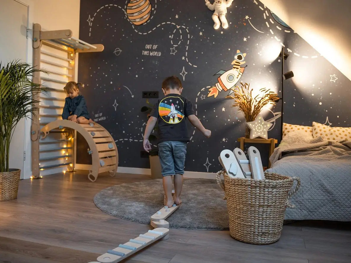 Lot de 4 poutres d'équilibre, jouet d'équilibre en bois, planches d'équilibre - Jeu de motricité enfant - Happymoon by HappyMoon
