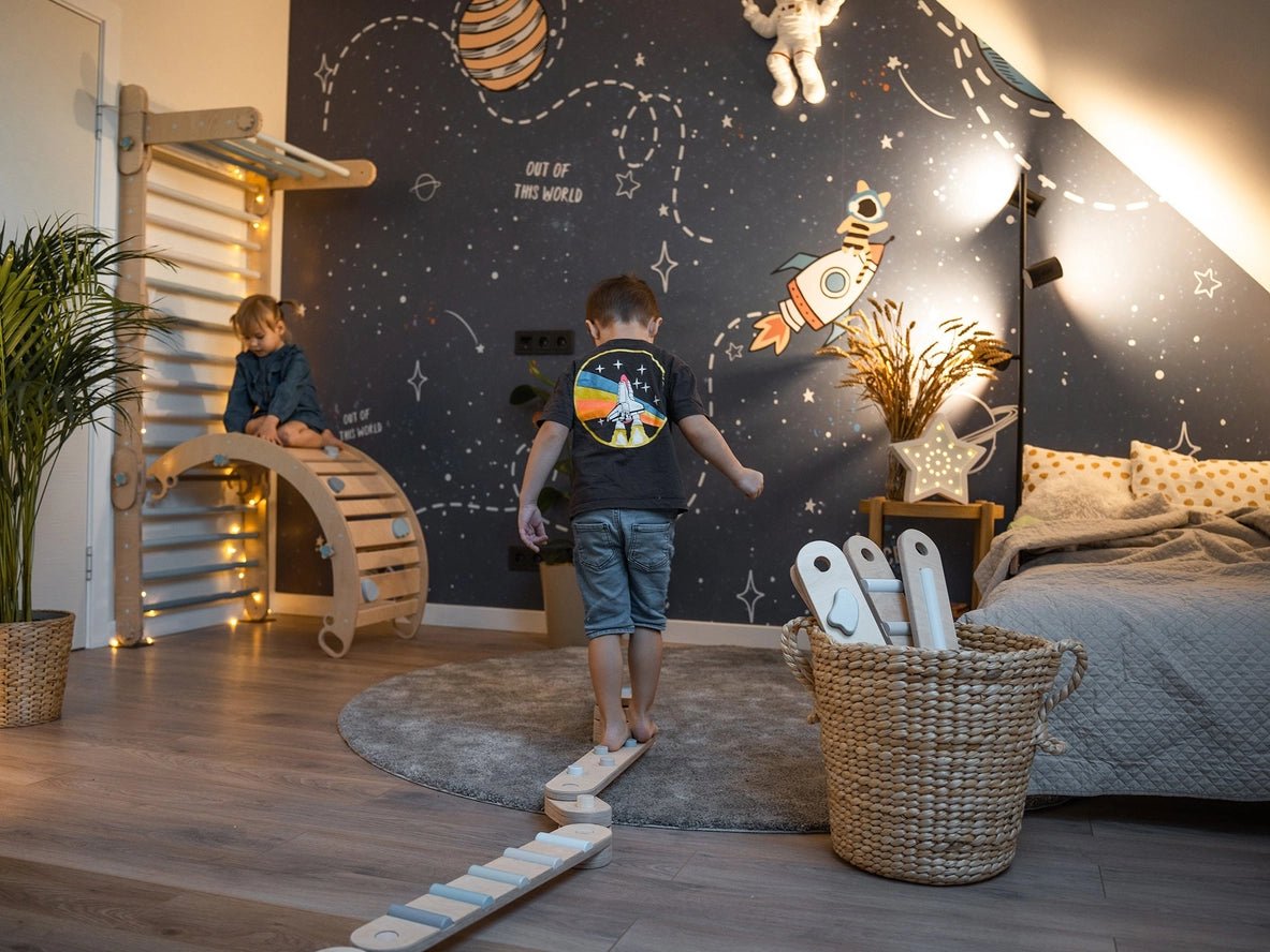 Lot de 4 poutres d'équilibre, jouet d'équilibre en bois, planches d'équilibre - Jeu de motricité enfant - Happymoon - myplayground