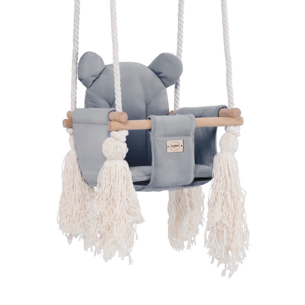 Balançoire Ourson - Velours gris - Plush Nest - myplayground