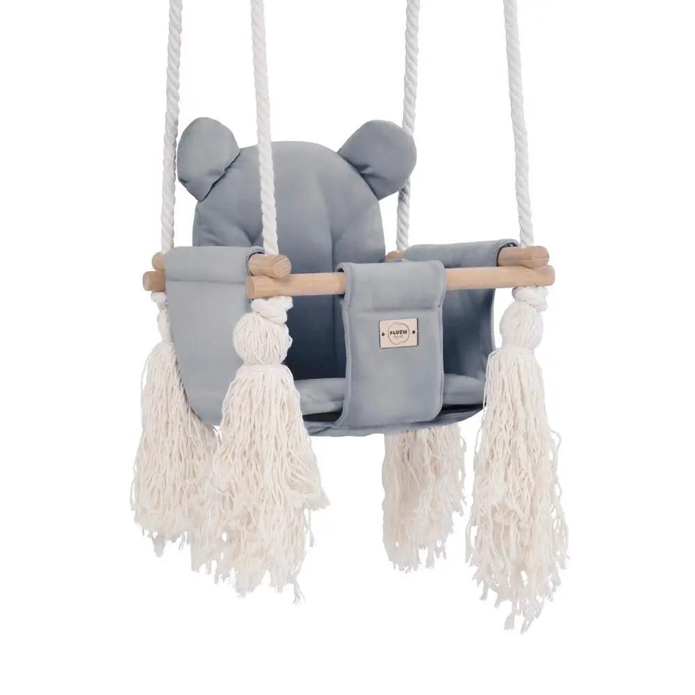 Balançoire Ourson - Velours gris - Plush Nest by Misioo