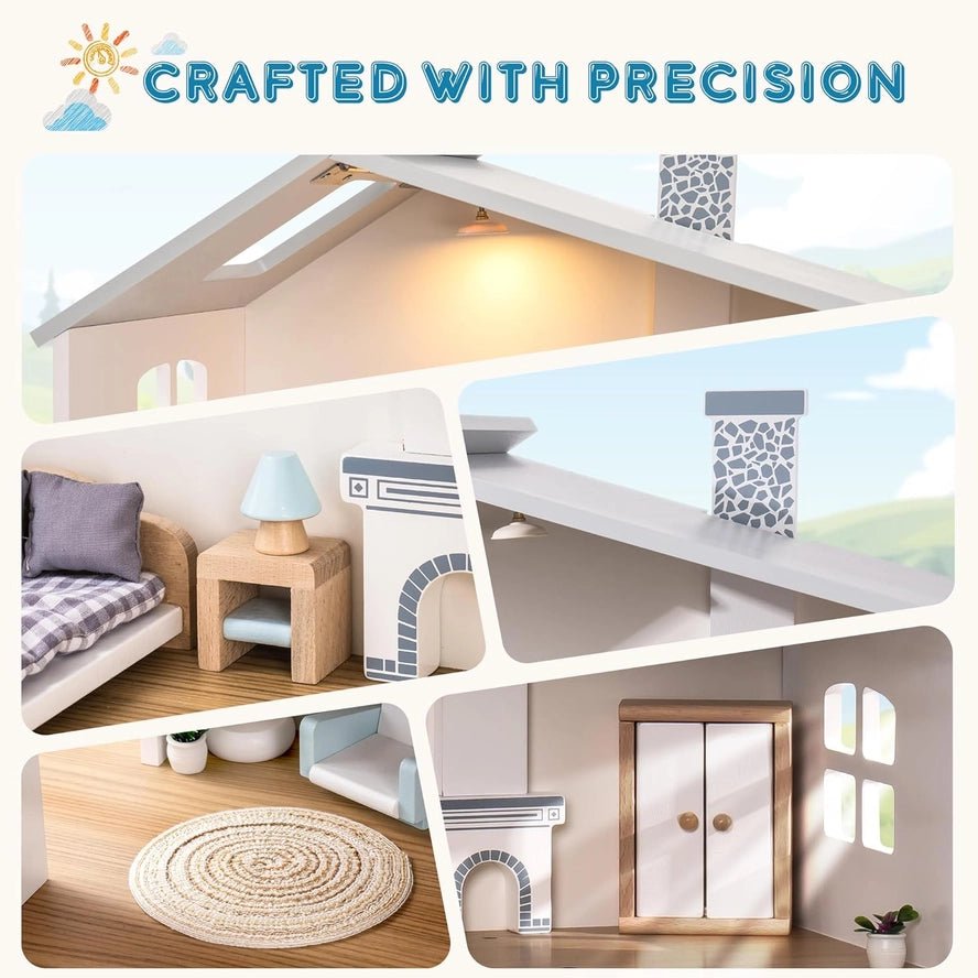 Maison de Poupée en Bois Robud à 3 Étages avec Mobilier - Robud & Mewoofun Official Store - myplayground
