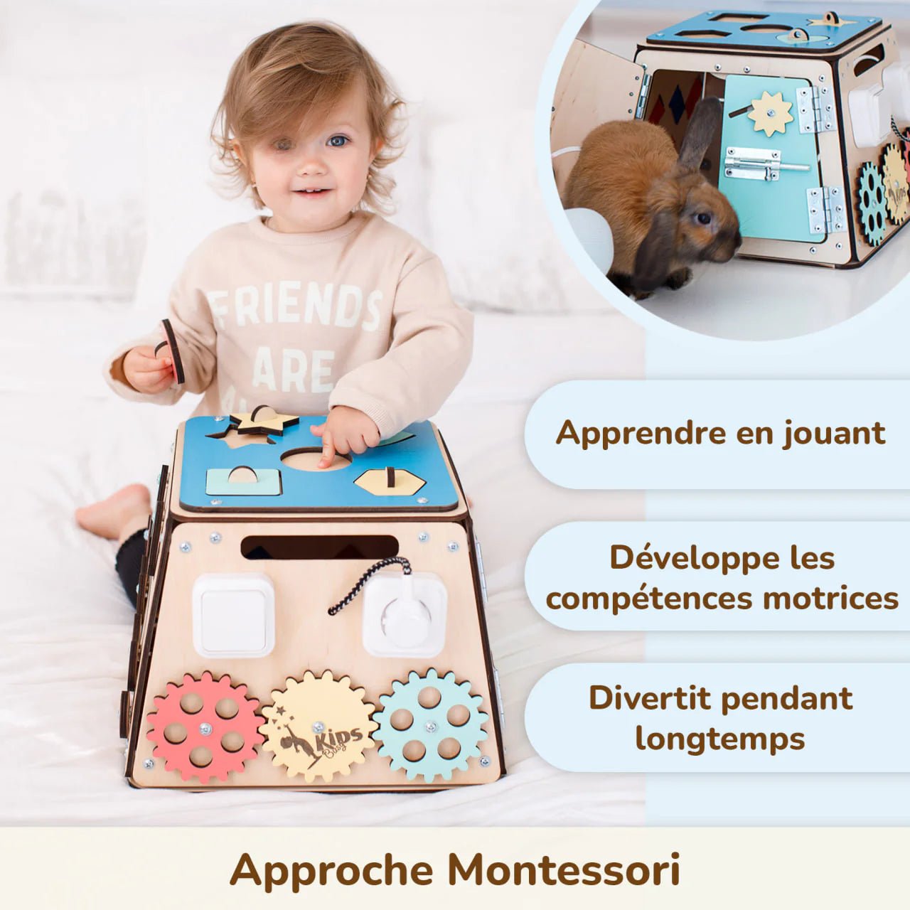 Coffre - fort - busy Board montessori, Bois Natura, 12 mois - BusyKids - myplayground