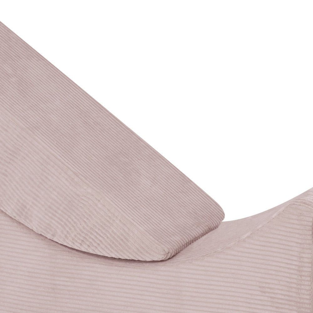 Chaise longue enfant inclinable 145x35x45 cm - velours côtelé rose clair premium, confortable – Plush Nest - myplayground