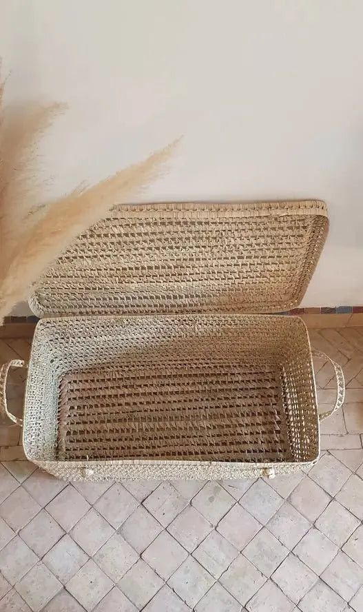 Coffre de Rangement en Osier - Feuille de Palmier - Melecraft by Melecraft