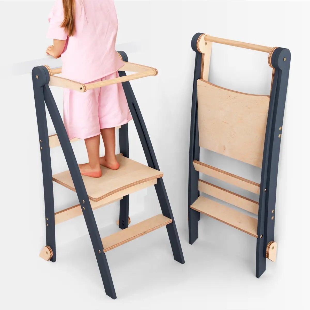 Kids Helper Montessori Wooden Step Stool For Toddlers And Preschoolers Sturdy Learning Ladder by Goodevas