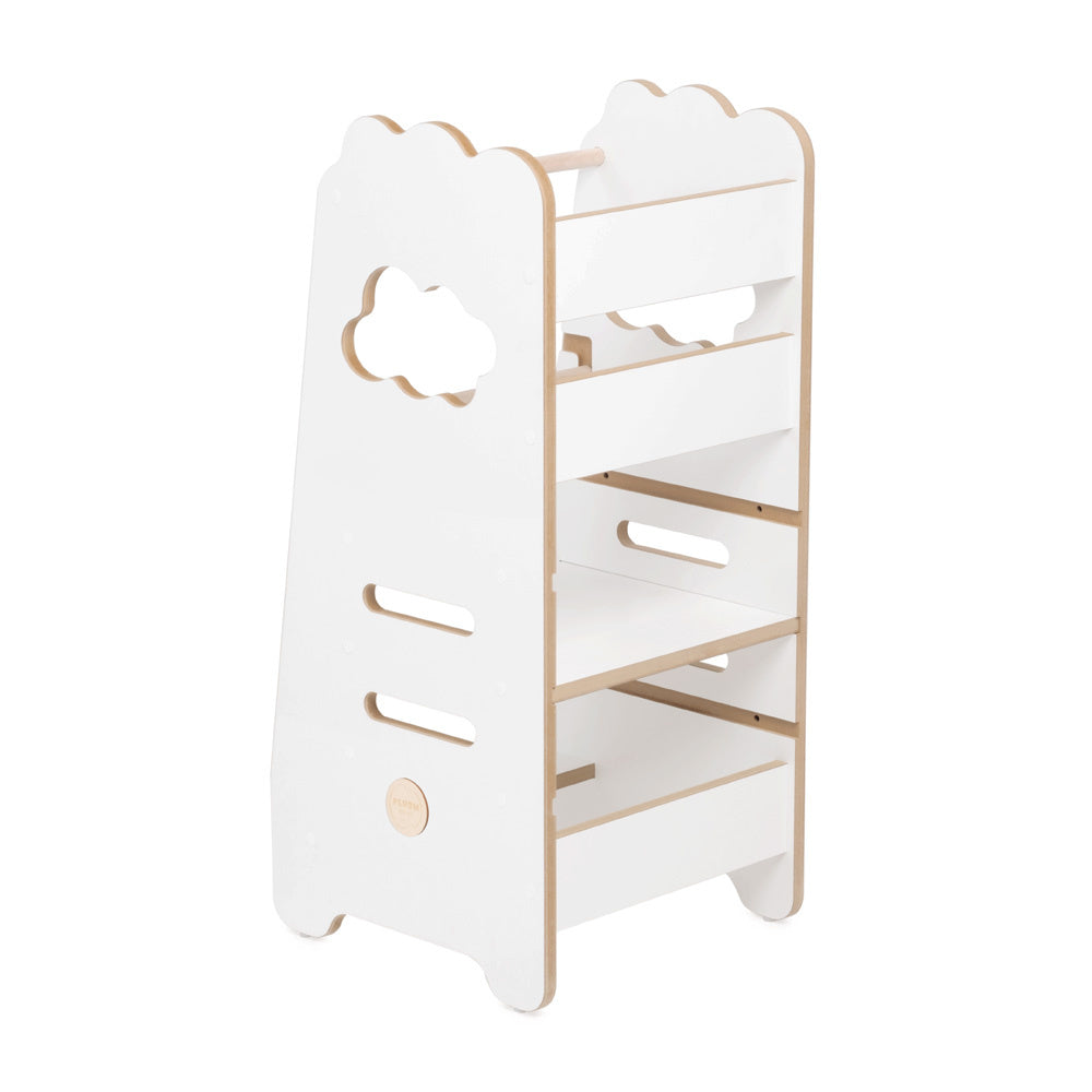 Tabouret d'aide cuisine enfant 2 niveaux - Blanc nuage - Bois - PLUSH NEST Misioo Tabouret d'Apprentissage Enfant Blanc - Nuage 2 Niveaux - PLUSH NEST myplayground