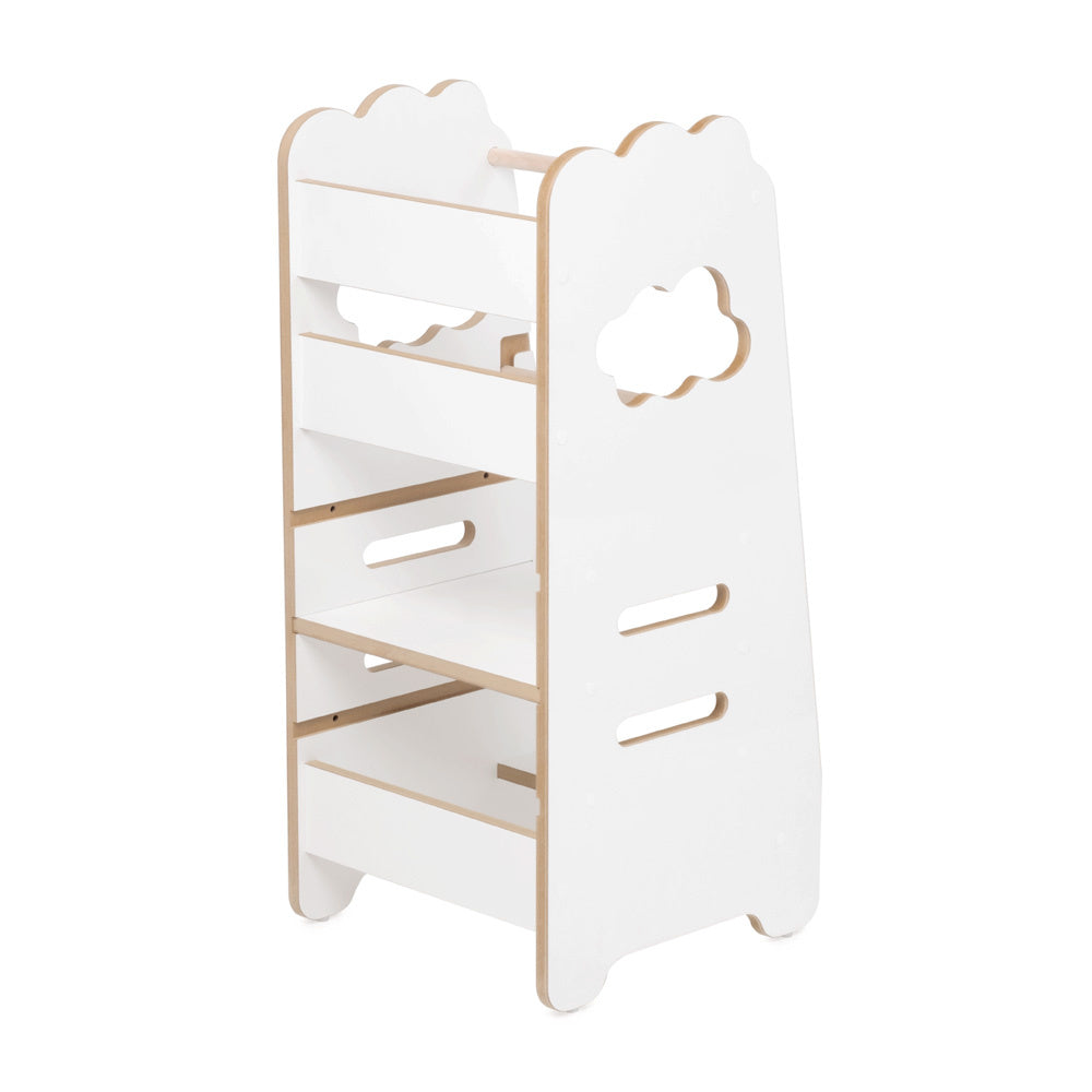 Tabouret d'aide cuisine enfant 2 niveaux - Blanc nuage - Bois - PLUSH NEST Misioo Tabouret d'Apprentissage Enfant Blanc - Nuage 2 Niveaux - PLUSH NEST myplayground