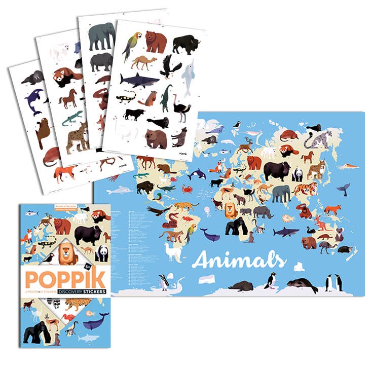 Les animaux du monde - Poster en stickers - Discovery 5+ POPPIK Les animaux du monde - Poster en stickers - Discovery 5+ myplayground