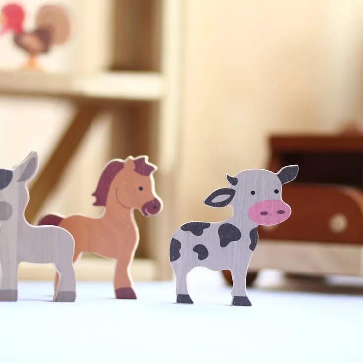 Lot de 10 Animaux de Ferme pour Bébés - Jouets Éducatifs by Q Toys