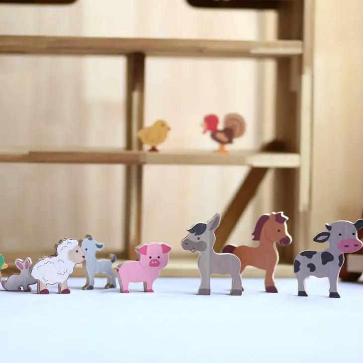 Lot de 10 Animaux de Ferme pour Bébés - Jouets Éducatifs by Q Toys