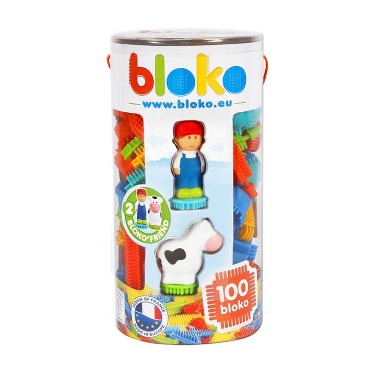 Tube 100 Bloko + 2 Figurines 3D Ferme - BLOKO 503662 by Bloko