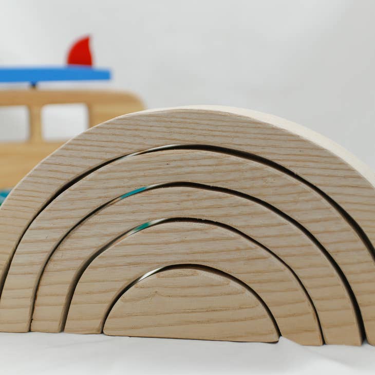 Blocs à empiler naturels 5 pièces by Q Toys
