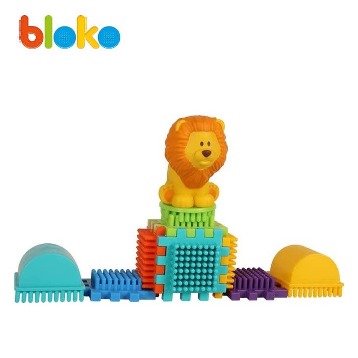 Tube 100 Bloko + 2 Figurines 3D Jungle - BLOKO 503663 - myplayground