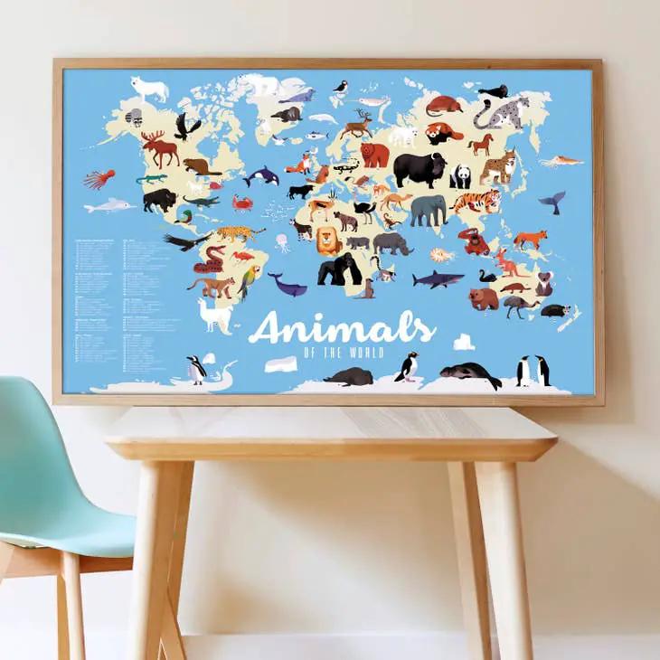 Les animaux du monde - Poster en stickers - Discovery 5+ by POPPIK